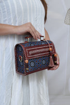 Indigo & Brown Punching Ajarakh Hut - The Sling