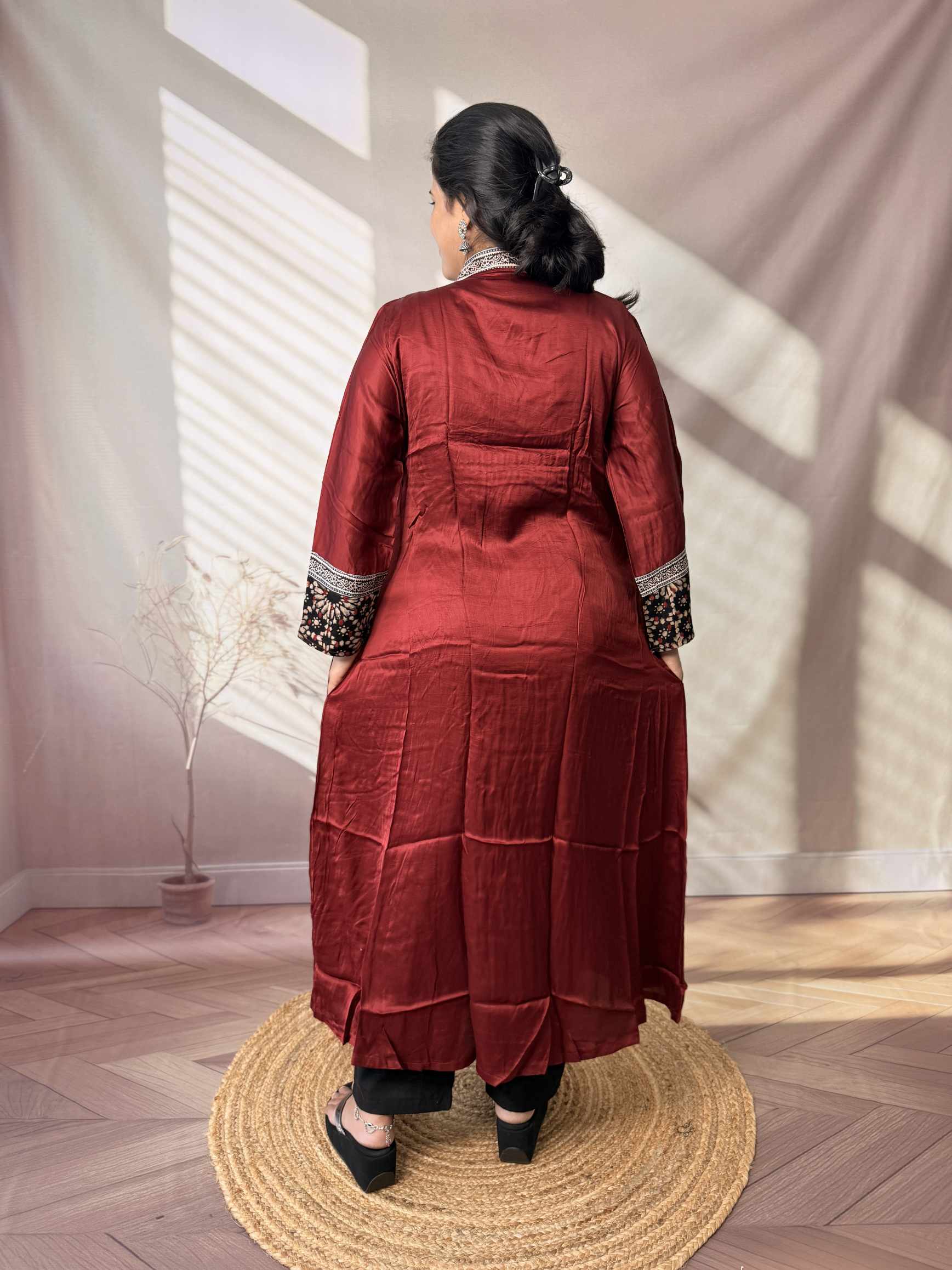 Ira Ajarakh Modal Silk Flap & Mirror Long  Kurti/One Piece