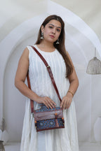 Indigo & Brown Punching Ajarakh Hut - The Sling