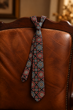 Black Ajarakh Tie & Pocket Square Set for Men